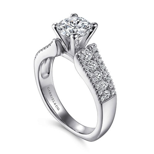Channing - 14K White Gold Round Wide Band Diamond Channel Set Engagement Ring - 0.5 ct - Shot 3