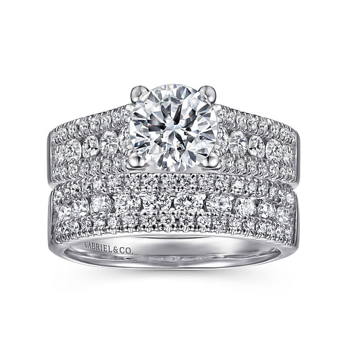 Channing - 14K White Gold Round Wide Band Diamond Channel Set Engagement Ring - 0.5 ct - Shot 4