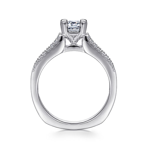 Channing - 14K White Gold Wide Band Emerald Cut Diamond Channel Set Engagement Ring - 0.5 ct - Shot 2