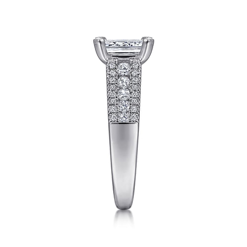 Channing - 14K White Gold Wide Band Emerald Cut Diamond Channel Set Engagement Ring - 0.5 ct - Shot 4