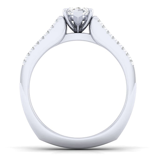 Channing - 14K White Gold Wide Band Marquise Shape Diamond Channel Set Engagement Ring - 0.5 ct - Shot 2