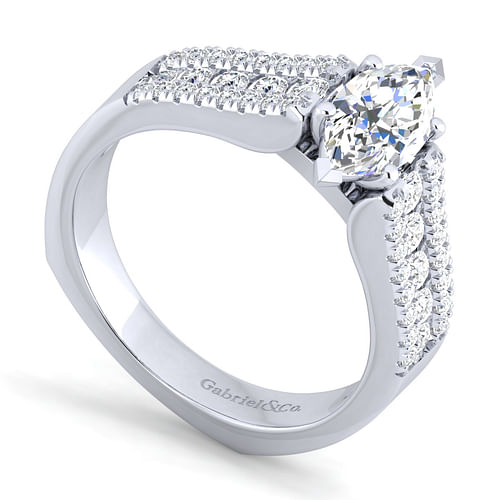 Channing - 14K White Gold Wide Band Marquise Shape Diamond Channel Set Engagement Ring - 0.5 ct - Shot 3