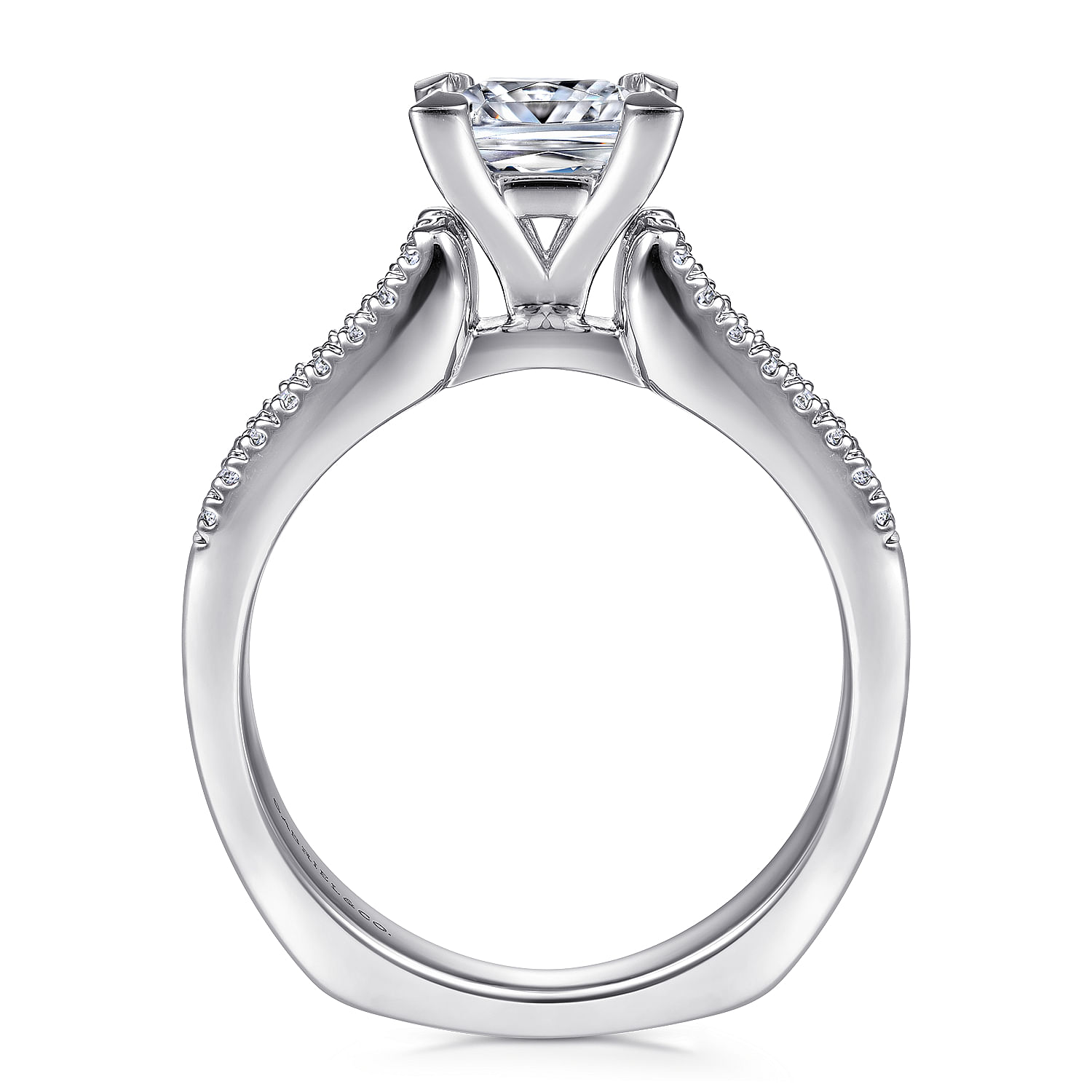 Channing - 14K White Gold Wide Band Princess Cut Diamond Channel Set Engagement Ring - 0.5 ct - Shot 2