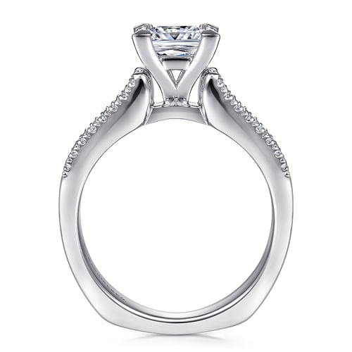 Channing - 14K White Gold Wide Band Princess Cut Diamond Channel Set Engagement Ring - 0.5 ct - Shot 2