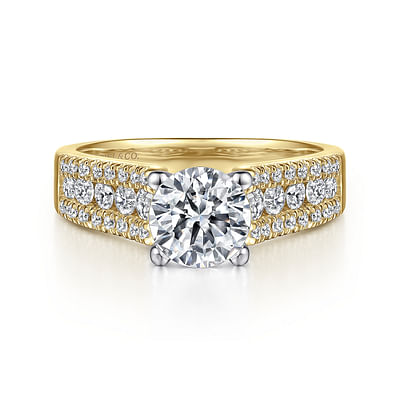 Channing - 14K Yellow Gold Round Diamond Wide Band Channel Set Engagement Ring