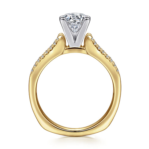 Channing - 14K Yellow Gold Round Diamond Wide Band Channel Set Engagement Ring - 0.5 ct - Shot 2