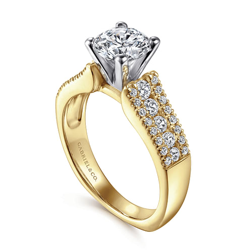 Channing - 14K Yellow Gold Round Diamond Wide Band Channel Set Engagement Ring - 0.5 ct - Shot 3