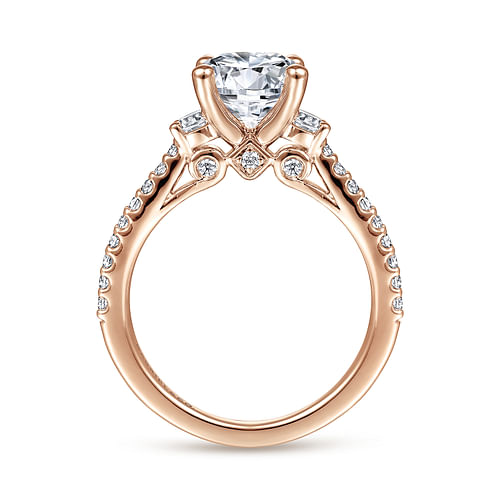 Chantal - 14K Rose Gold Round Three Stone Diamond Engagement Ring - 0.44 ct - Shot 2