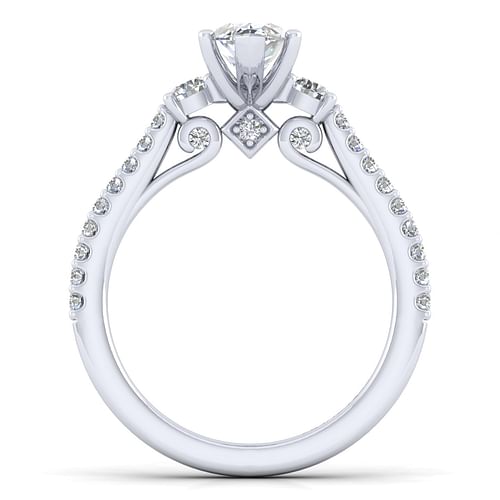 Chantal - 14K White Gold Marquise Three Stone Diamond Engagement Ring - 0.43 ct - Shot 2