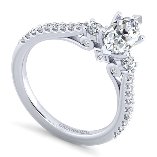 Chantal - 14K White Gold Marquise Three Stone Diamond Engagement Ring - 0.43 ct - Shot 3