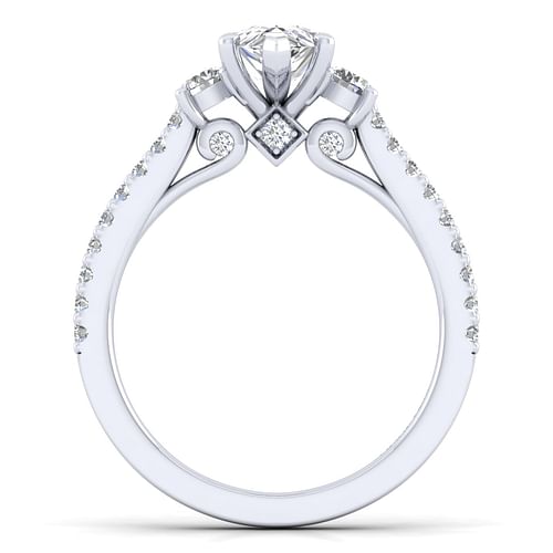 Chantal - 14K White Gold Pear Shape Three Stone Diamond Engagement Ring - 0.46 ct - Shot 2
