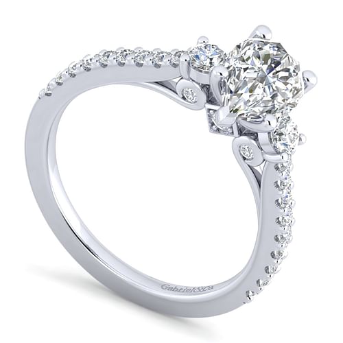 Chantal - 14K White Gold Pear Shape Three Stone Diamond Engagement Ring - 0.46 ct - Shot 3