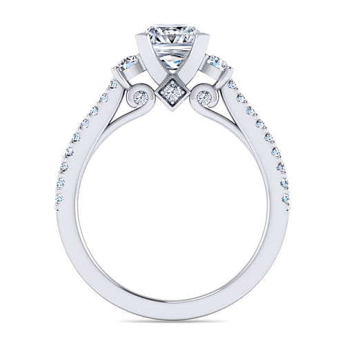 Chantal - 14K White Gold Princess Cut Three Stone Diamond Engagement Ring - 0.42 ct - Shot 2