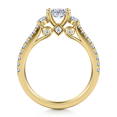 Chantal - 14K Yellow Gold Oval Three Stone Diamond Engagement Ring - 0.46 ct - Shot 2