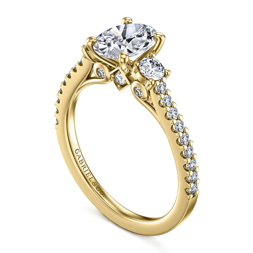 Chantal - 14K Yellow Gold Oval Three Stone Diamond Engagement Ring - 0.46 ct - Shot 3