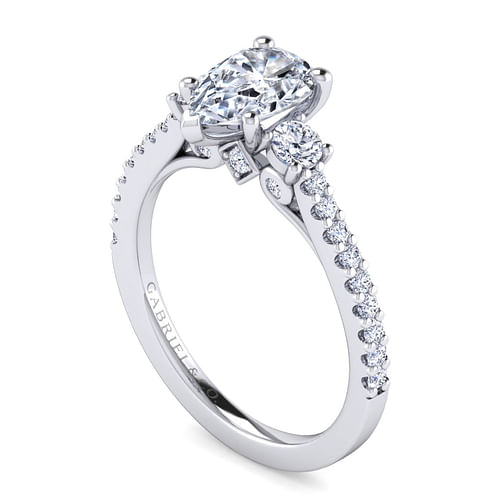 Chantal - Platinum Pear Shape Three Stone Diamond Engagement Ring - 0.46 ct - Shot 3