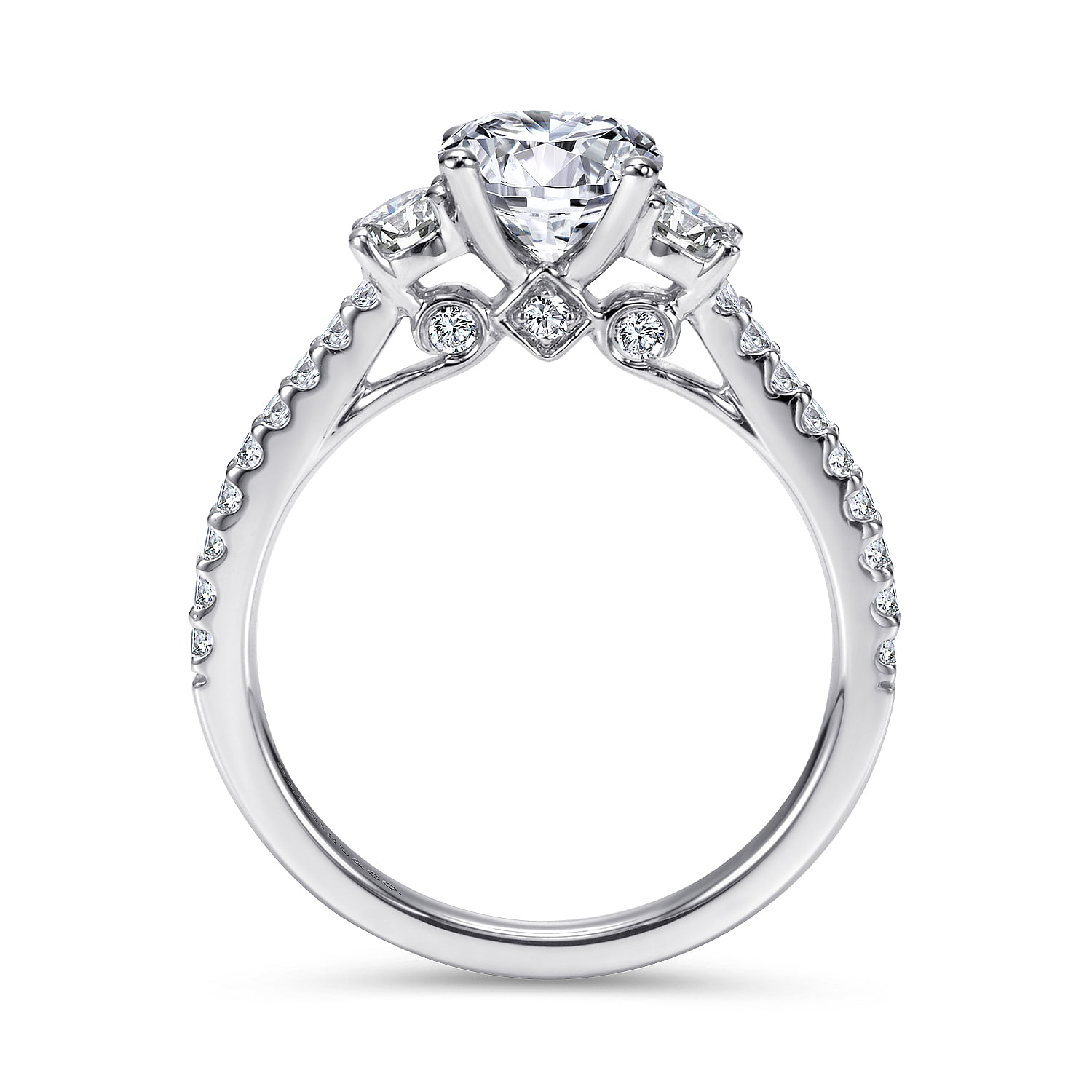 Chantal - Platinum Round Three Stone Diamond Engagement Ring - 0.44 ct - Shot 2