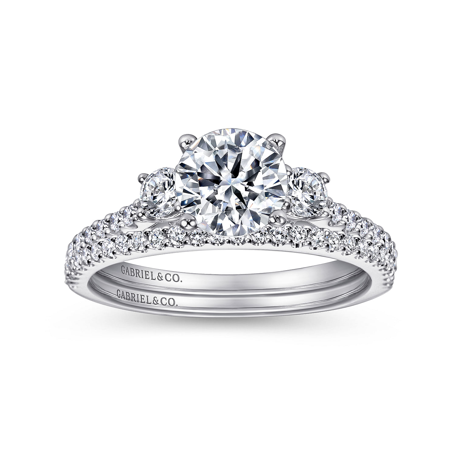Chantal - Platinum Round Three Stone Diamond Engagement Ring - 0.44 ct - Shot 4