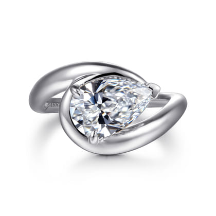 Chapelle - 14K White Gold Bypass Pear Shape Diamond Engagement Ring