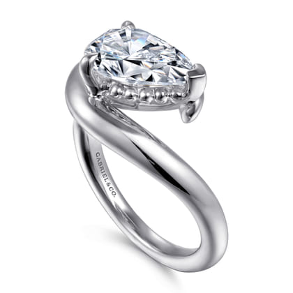 Chapelle - 14K White Gold Bypass Pear Shape Diamond Engagement Ring