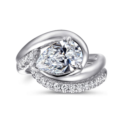 Chapelle - 14K White Gold Bypass Pear Shape Diamond Engagement Ring