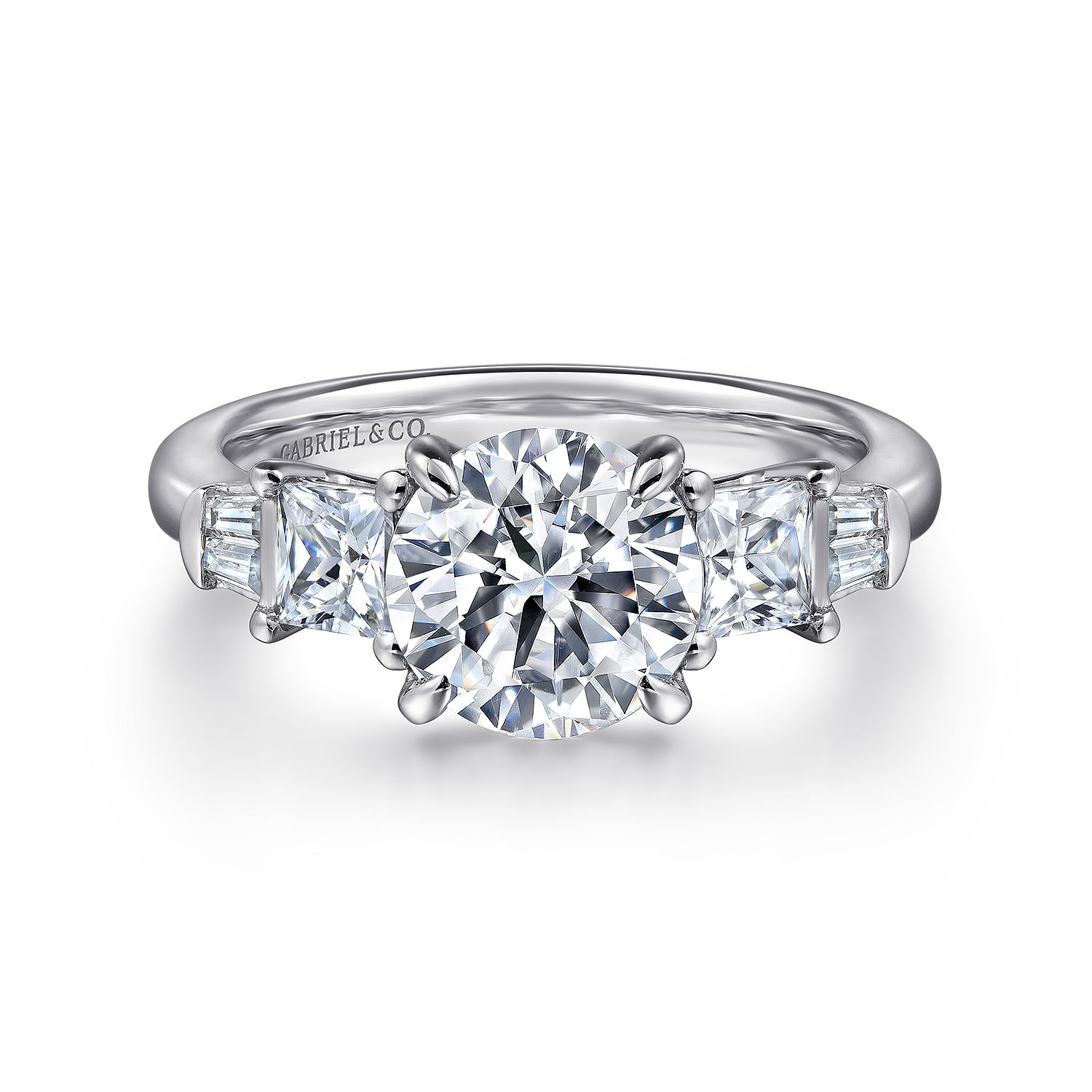 Chari - 14K White Gold Round Five Stone Diamond Engagement Ring