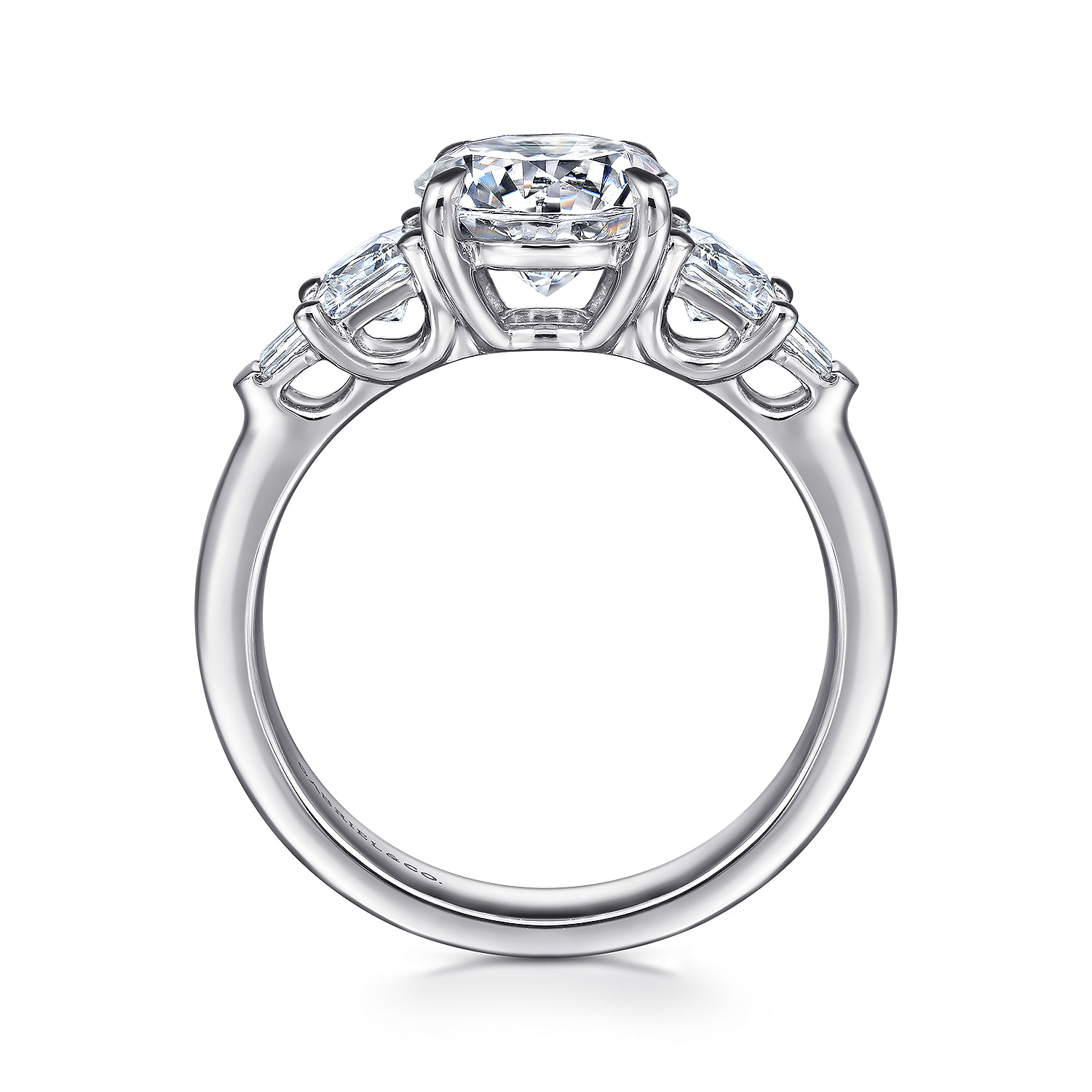 Chari - 14K White Gold Round Five Stone Diamond Engagement Ring