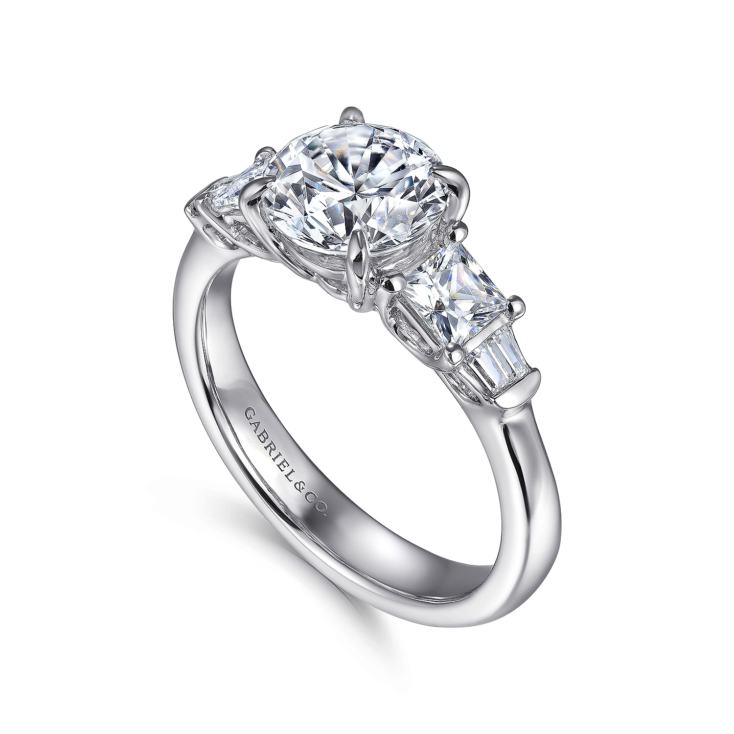 Chari - 14K White Gold Round Five Stone Diamond Engagement Ring