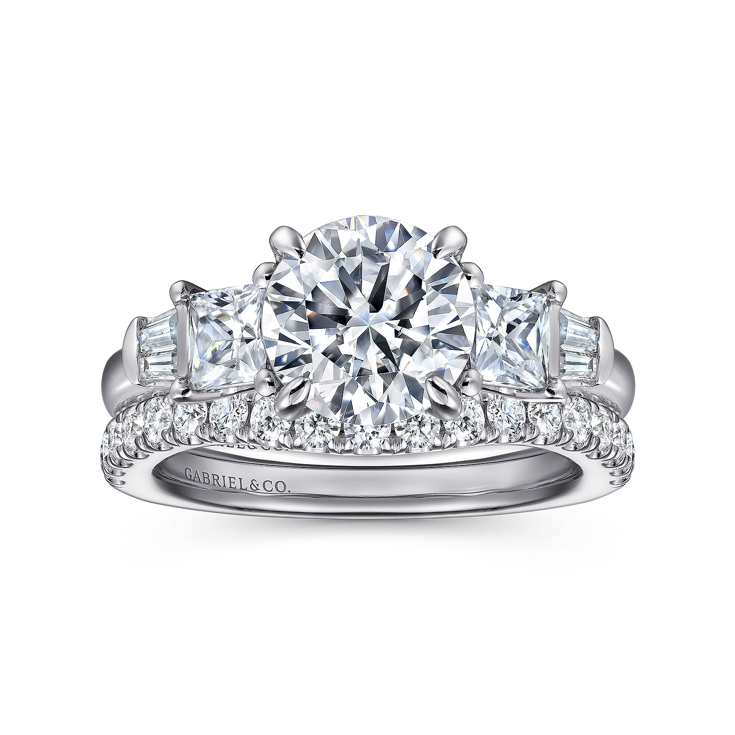 Chari - 14K White Gold Round Five Stone Diamond Engagement Ring
