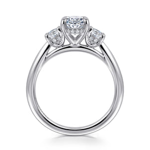 Charisa - 14K White Gold Oval Three Stone Diamond Engagement Ring