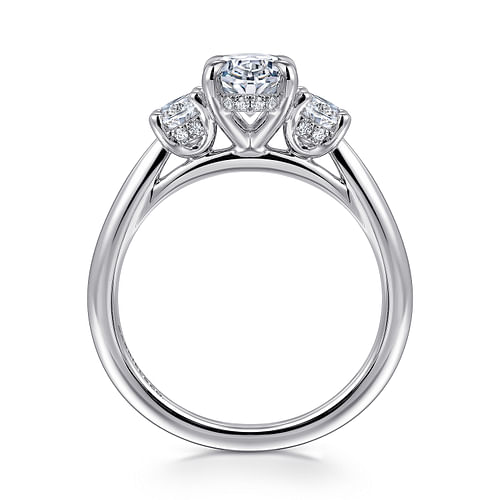 Charisa - 14K White Gold Oval Three Stone Diamond Engagement Ring - 0.68 ct - Shot 2