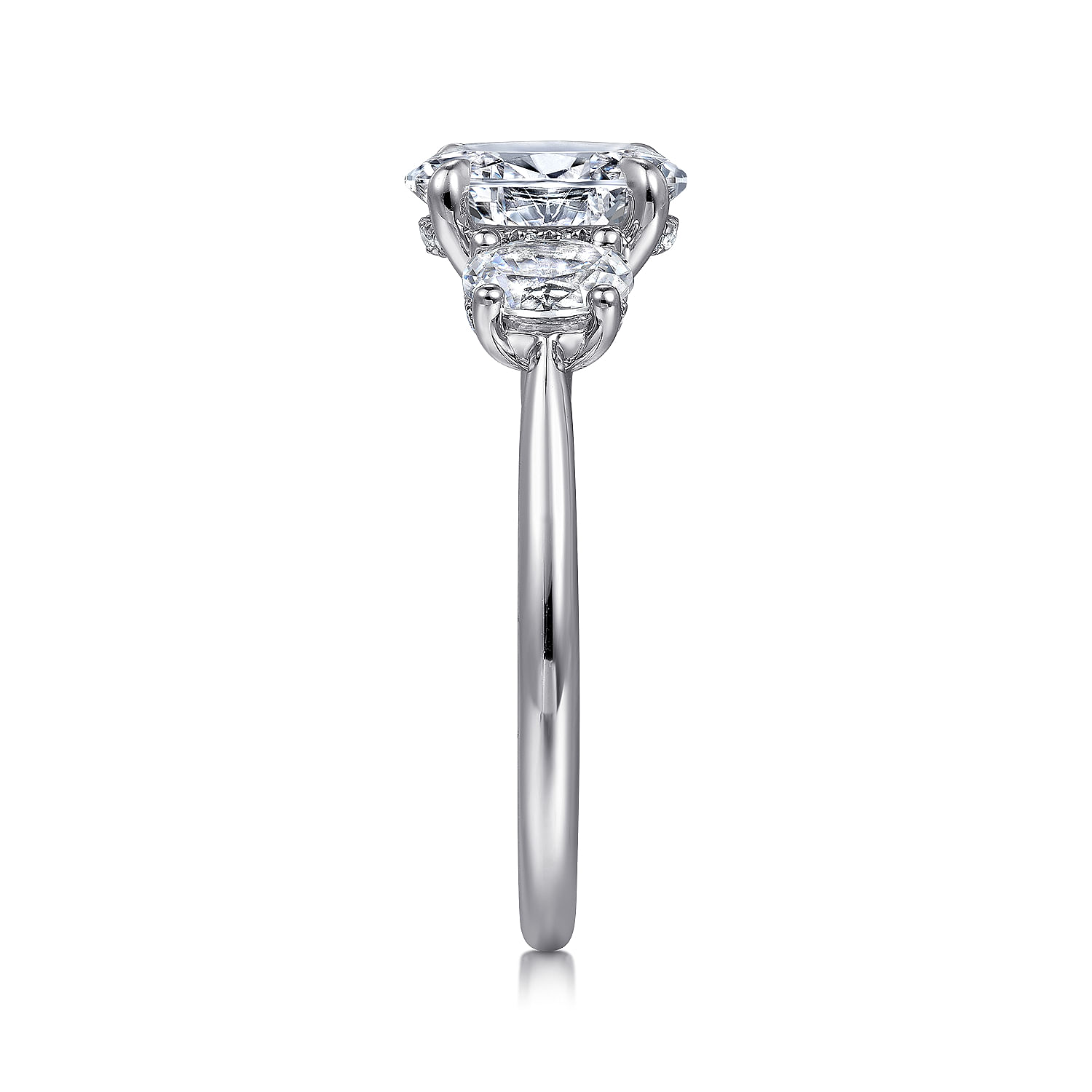 Charisa - 14K White Gold Oval Three Stone Diamond Engagement Ring
