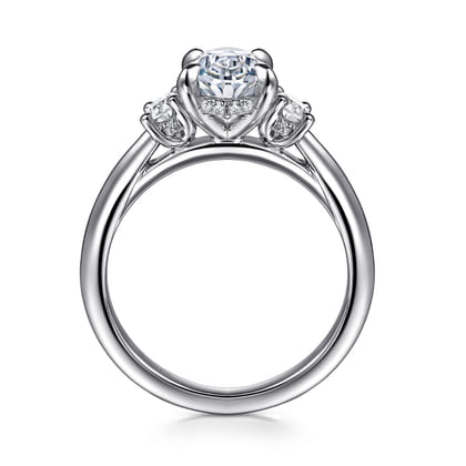 Charisa - 14K White Gold Oval Three Stone Diamond Engagement Ring