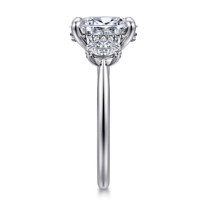 Charisa - 14K White Gold Three Stone Oval Diamond Engagement Ring
