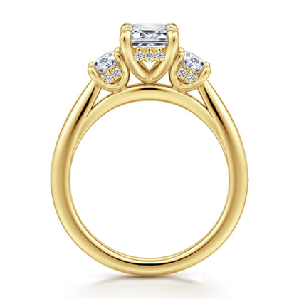 Charisa - 14K Yellow Gold Emerald Cut Three Stone Diamond Engagement Ring
