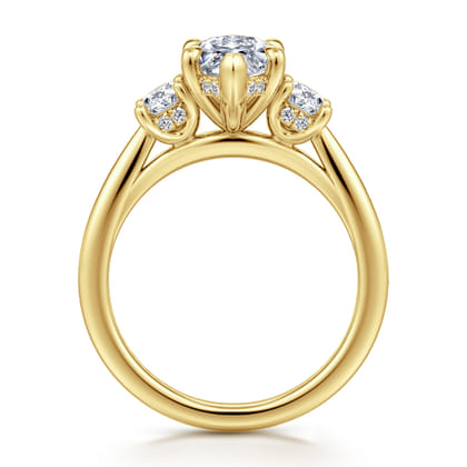Charisa - 14K Yellow Gold Marquise Shape Three Stone Diamond Engagement Ring