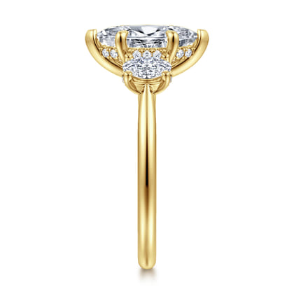 Charisa - 14K Yellow Gold Marquise Shape Three Stone Diamond Engagement Ring