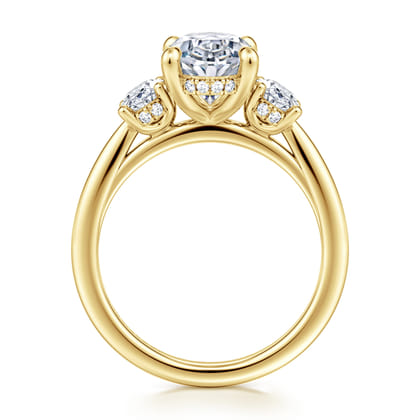 Charisa - 14K Yellow Gold Oval Three Stone Diamond Engagement Ring