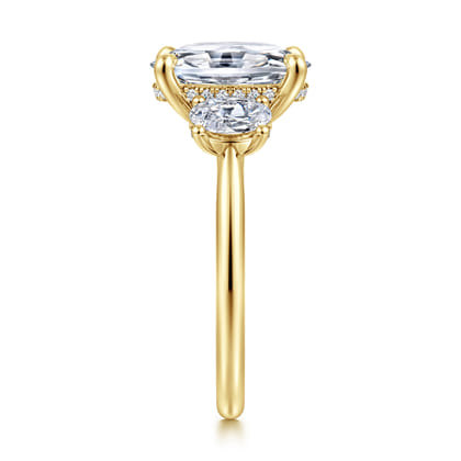 Charisa - 14K Yellow Gold Oval Three Stone Diamond Engagement Ring