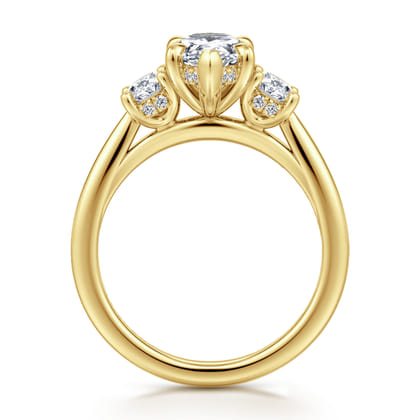 Charisa - 14K Yellow Gold Pear Shape Three Stone Diamond Engagement Ring