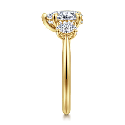Charisa - 14K Yellow Gold Pear Shape Three Stone Diamond Engagement Ring