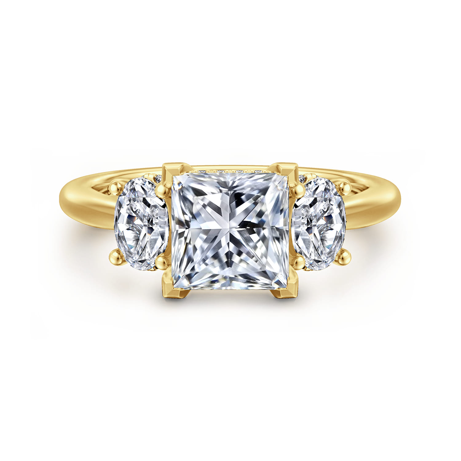 Charisa - 14K Yellow Gold Princess Cut Three Stone Diamond Engagement Ring