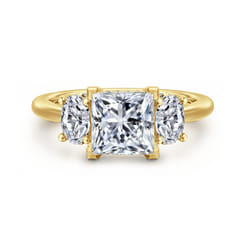Charisa - 14K Yellow Gold Princess Cut Three Stone Diamond Engagement Ring