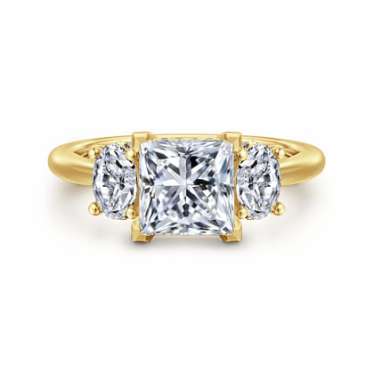 Charisa - 14K Yellow Gold Princess Cut Three Stone Diamond Engagement Ring