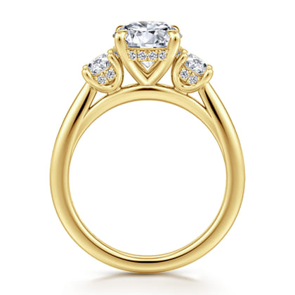 Charisa - 14K Yellow Gold Round Three Stone Diamond Engagement Ring