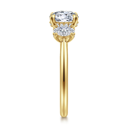 Charisa - 14K Yellow Gold Round Three Stone Diamond Engagement Ring