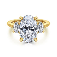 Charisa - 14K Yellow Gold Three Stone Oval Diamond Engagement Ring