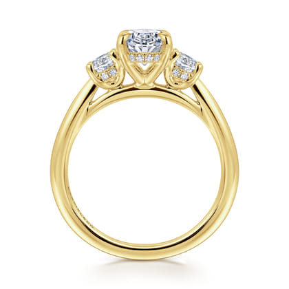 Charisa - 14K Yellow Gold Three Stone Oval Diamond Engagement Ring
