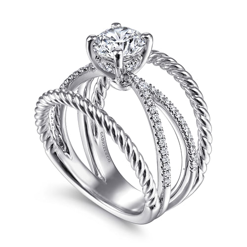 Charisma - 14K White Gold Round Split Shank Diamond Engagement Ring - 0.21 ct - Shot 3