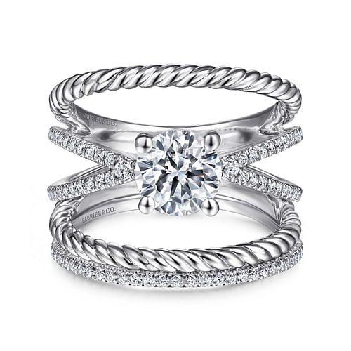 Charisma - 14K White Gold Round Split Shank Diamond Engagement Ring - 0.21 ct - Shot 4